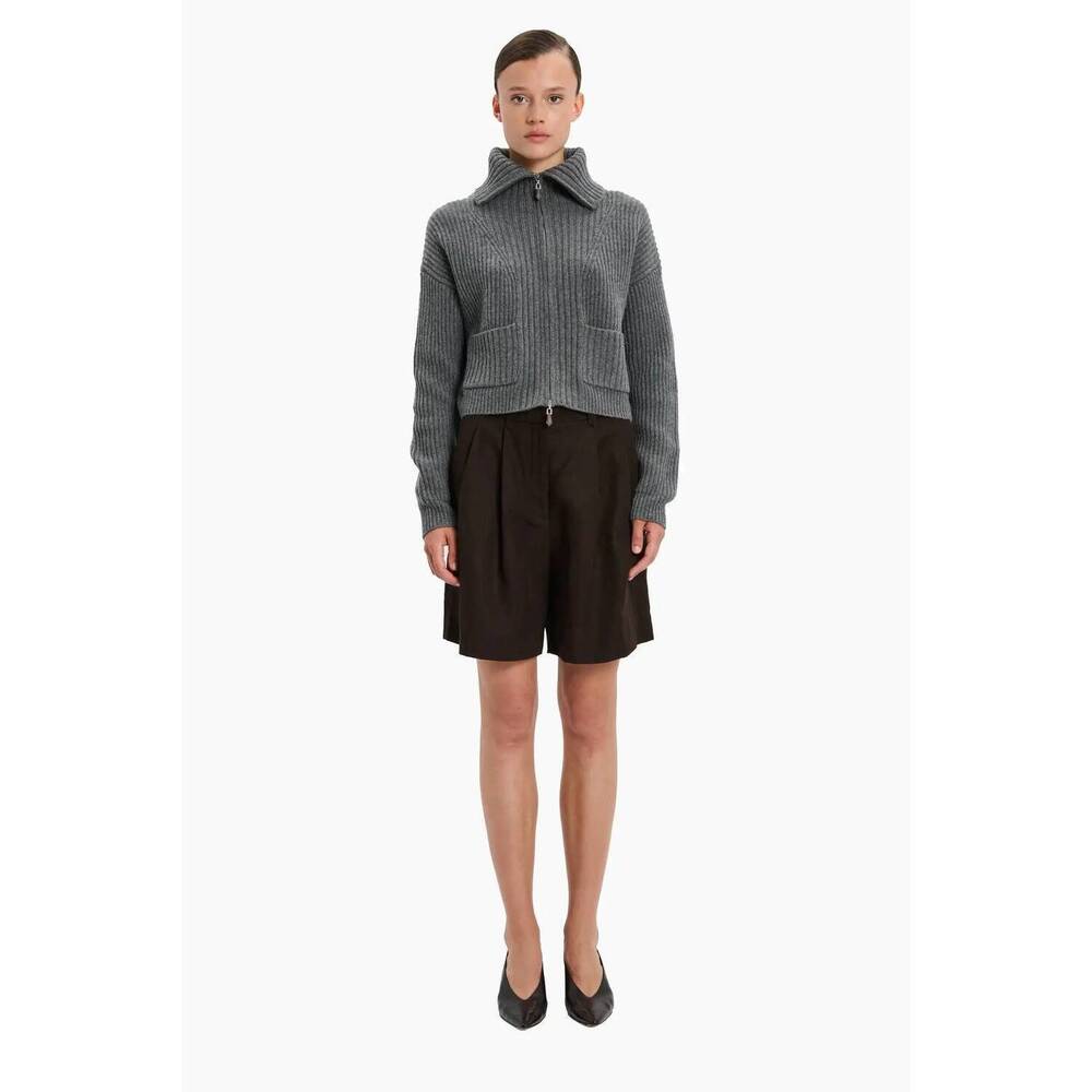 NEW ARCH4 CASHMERE nara zip-up cardigan in granite marl